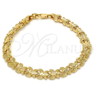 Pulsera Elegante 03.100.0025.08 Tono Dorado, Diseño de Mariposa, Diamantado, Tono Dorado (08 MM Thickness, 8 Inches Length)