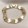 Pulsera Elegante 03.168.0008.08 Oro Laminado, Diseño de Corazón y Bismarco, Pulido, Tono Dorado (Grosor 09 MM, 8 Pulgadas de Largo)