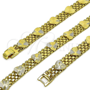 Pulsera Elegante 03.168.0008.08 Oro Laminado, Diseño de Corazón y Bismarco, Pulido, Tono Dorado (Grosor 09 MM, 8 Pulgadas de Largo)