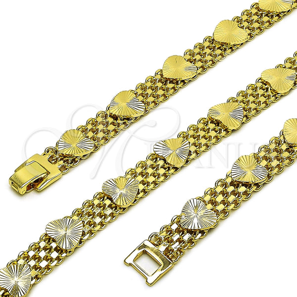 Pulsera Elegante 03.168.0008.08 Oro Laminado, Diseño de Corazón y Bismarco, Pulido, Tono Dorado (Grosor 09 MM, 8 Pulgadas de Largo)