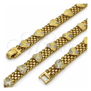 Pulsera Elegante 03.168.0008.08 Oro Laminado, Diseño de Corazón y Bismarco, Pulido, Tono Dorado (Grosor 09 MM, 8 Pulgadas de Largo)