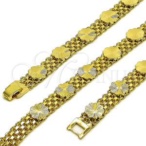 Pulsera Elegante 03.168.0012.08 Oro Laminado, Diseño de Flor y Bismarco, Pulido, Tono Dorado (Grosor 10 MM, 8 Pulgadas de Largo)