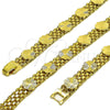 Pulsera Elegante 03.168.0012.08 Oro Laminado, Diseño de Flor y Bismarco, Pulido, Tono Dorado (Grosor 10 MM, 8 Pulgadas de Largo)