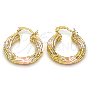 Argolla Pequeña 02.170.0144.25 Oro Laminado, Diseño de Hueco y Torcido, Pulido, Tres Tonos