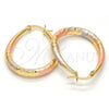 Argolla Mediana 02.170.0083.1.30 Oro Laminado, Diseño de Gota y Hueco, Diamantado, Tres Tonos