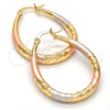 Argolla Mediana 02.170.0083.1.30 Oro Laminado, Diseño de Gota y Hueco, Diamantado, Tres Tonos