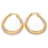 Argolla Mediana 02.170.0083.1.30 Oro Laminado, Diseño de Gota y Hueco, Diamantado, Tres Tonos