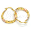 Argolla Mediana 02.170.0061.1.30 Oro Laminado, Diseño de Gota y Hueco, Diamantado, Tres Tonos