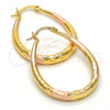 Argolla Mediana 02.170.0061.1.30 Oro Laminado, Diseño de Gota y Hueco, Diamantado, Tres Tonos