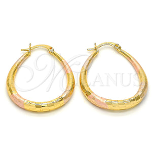 Argolla Mediana 02.170.0061.1.30 Oro Laminado, Diseño de Gota y Hueco, Diamantado, Tres Tonos