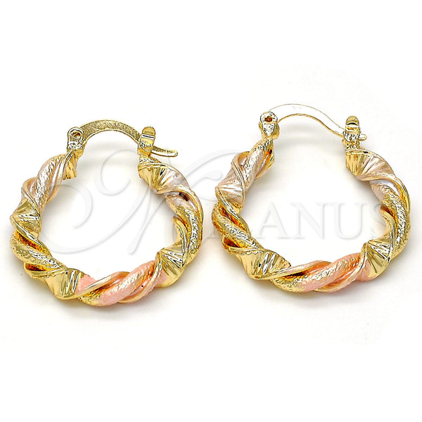 Argolla Pequeña 02.170.0150.25 Oro Laminado, Diseño de Torcido, Mate, Tres Tonos