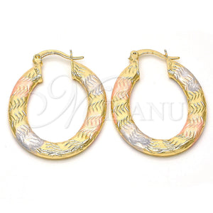 Argolla Pequeña 02.170.0153.25 Oro Laminado, Diamantado, Tres Tonos