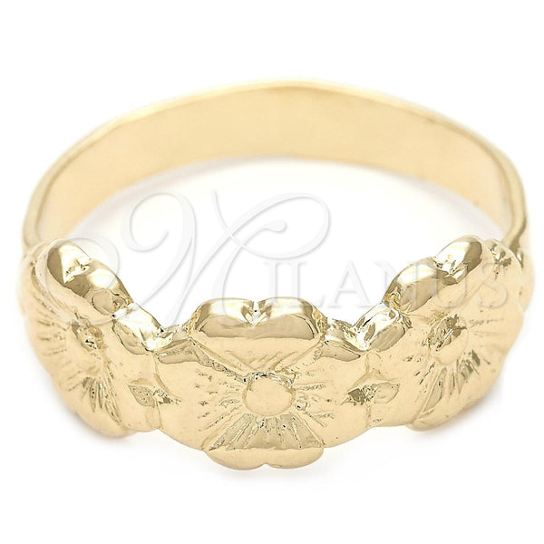 Anillo Elegante 01.32.0045.05 Oro Laminado, Diseño de Flor, Pulido, Tono Dorado (Size 5)