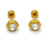 Arete Dormilona 02.271.0002 Acero Inoxidable, con Blanca Cristal, Pulido, Tono Dorado