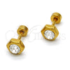 Arete Dormilona 02.271.0002 Acero Inoxidable, con Blanca Cristal, Pulido, Tono Dorado