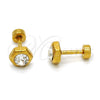 Arete Dormilona 02.271.0002 Acero Inoxidable, con Blanca Cristal, Pulido, Tono Dorado