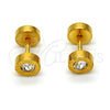 Arete Dormilona 02.271.0003 Acero Inoxidable, con Blanca Cristal, Pulido, Tono Dorado