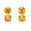 Arete Dormilona 02.271.0003 Acero Inoxidable, con Blanca Cristal, Pulido, Tono Dorado