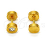 Arete Dormilona 02.271.0003 Acero Inoxidable, con Blanca Cristal, Pulido, Tono Dorado