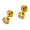Arete Dormilona 02.271.0003 Acero Inoxidable, con Blanca Cristal, Pulido, Tono Dorado