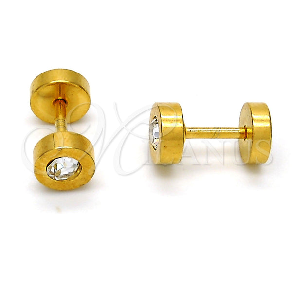 Arete Dormilona 02.271.0003 Acero Inoxidable, con Blanca Cristal, Pulido, Tono Dorado