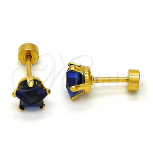 Arete Dormilona 02.271.0006.4 Acero Inoxidable, Diseño de Estrella, con Tanzanita Zirconia Cubica, Pulido, Tono Dorado