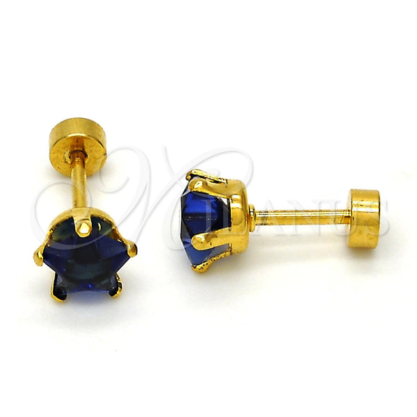 Arete Dormilona 02.271.0006.4 Acero Inoxidable, Diseño de Estrella, con Tanzanita Zirconia Cubica, Pulido, Tono Dorado