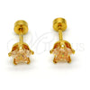 Arete Dormilona 02.271.0006.5 Acero Inoxidable, Diseño de Estrella, con Champan Zirconia Cubica, Pulido, Tono Dorado