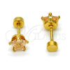 Arete Dormilona 02.271.0006.5 Acero Inoxidable, Diseño de Estrella, con Champan Zirconia Cubica, Pulido, Tono Dorado