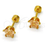 Arete Dormilona 02.271.0006.5 Acero Inoxidable, Diseño de Estrella, con Champan Zirconia Cubica, Pulido, Tono Dorado