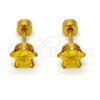 Arete Dormilona 02.271.0006.6 Acero Inoxidable, Diseño de Estrella, con Dorado Zirconia Cubica, Pulido, Tono Dorado