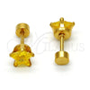 Arete Dormilona 02.271.0006.6 Acero Inoxidable, Diseño de Estrella, con Dorado Zirconia Cubica, Pulido, Tono Dorado