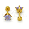 Arete Dormilona 02.271.0006.9 Acero Inoxidable, Diseño de Estrella, con Lavender Zirconia Cubica, Pulido, Tono Dorado