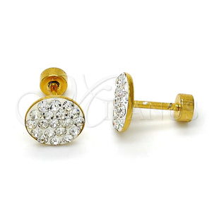Arete Dormilona 02.271.0007 Acero Inoxidable, con Blanca Cristal, Pulido, Tono Dorado