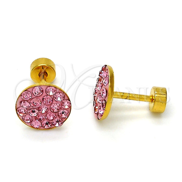 Arete Dormilona 02.271.0007.2 Acero Inoxidable, con Rosado Cristal, Pulido, Tono Dorado