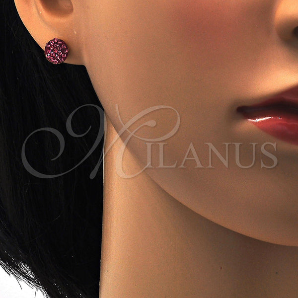 Arete Dormilona 02.271.0007.3 Acero Inoxidable, con Fucsia Cristal, Pulido, Tono Dorado