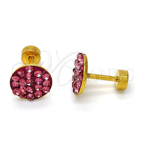 Arete Dormilona 02.271.0007.3 Acero Inoxidable, con Fucsia Cristal, Pulido, Tono Dorado
