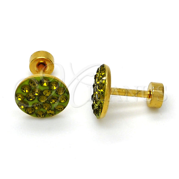 Arete Dormilona 02.271.0007.6 Acero Inoxidable, con Peridoto Oscuro Cristal, Pulido, Tono Dorado