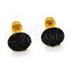 Arete Dormilona 02.271.0007.7 Acero Inoxidable, con Negro Cristal, Pulido, Tono Dorado