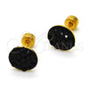 Arete Dormilona 02.271.0007.7 Acero Inoxidable, con Negro Cristal, Pulido, Tono Dorado