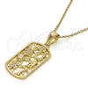 Dije Religioso 05.253.0006 Oro Laminado, Diseño de Búho y Niñito Pequeño, con Blanca Zirconia Cubica, Pulido, Tono Dorado