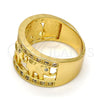 Anillo Multi Piedra 01.253.0010.08 Oro Laminado, Diseño de Elefante, con Blanca Zirconia Cubica, Pulido, Tono Dorado (Size 8)