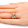 Anillo Multi Piedra 01.253.0010.09 Oro Laminado, Diseño de Elefante, con Blanca Zirconia Cubica, Pulido, Tono Dorado (Size 9)