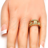 Anillo Multi Piedra 01.253.0010.09 Oro Laminado, Diseño de Elefante, con Blanca Zirconia Cubica, Pulido, Tono Dorado (Size 9)