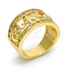Anillo Multi Piedra 01.253.0010.09 Oro Laminado, Diseño de Elefante, con Blanca Zirconia Cubica, Pulido, Tono Dorado (Size 9)