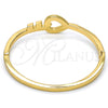 Aro Individual 07.252.0022.04.GT Tono Dorado, Diseño de Corazón y Llave, con Blanca Cristal, Pulido, Tono Dorado (04 MM Thickness, One size fits all)
