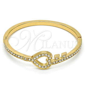 Aro Individual 07.252.0022.04.GT Tono Dorado, Diseño de Corazón y Llave, con Blanca Cristal, Pulido, Tono Dorado (04 MM Thickness, One size fits all)