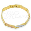 Pulsera Solida 03.102.0023.08 Oro Laminado, Pulido, Tres Tonos (08 MM Thickness, 8 Inches Length)