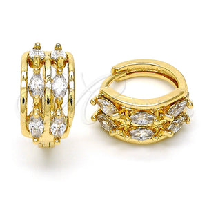 Argolla Huggie 02.210.0029.15 Oro Laminado, con Blanca Zirconia Cubica, Pulido, Tono Dorado