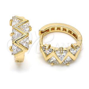 Argolla Huggie 02.210.0036.15 Oro Laminado, con Blanca Zirconia Cubica, Pulido, Tono Dorado
